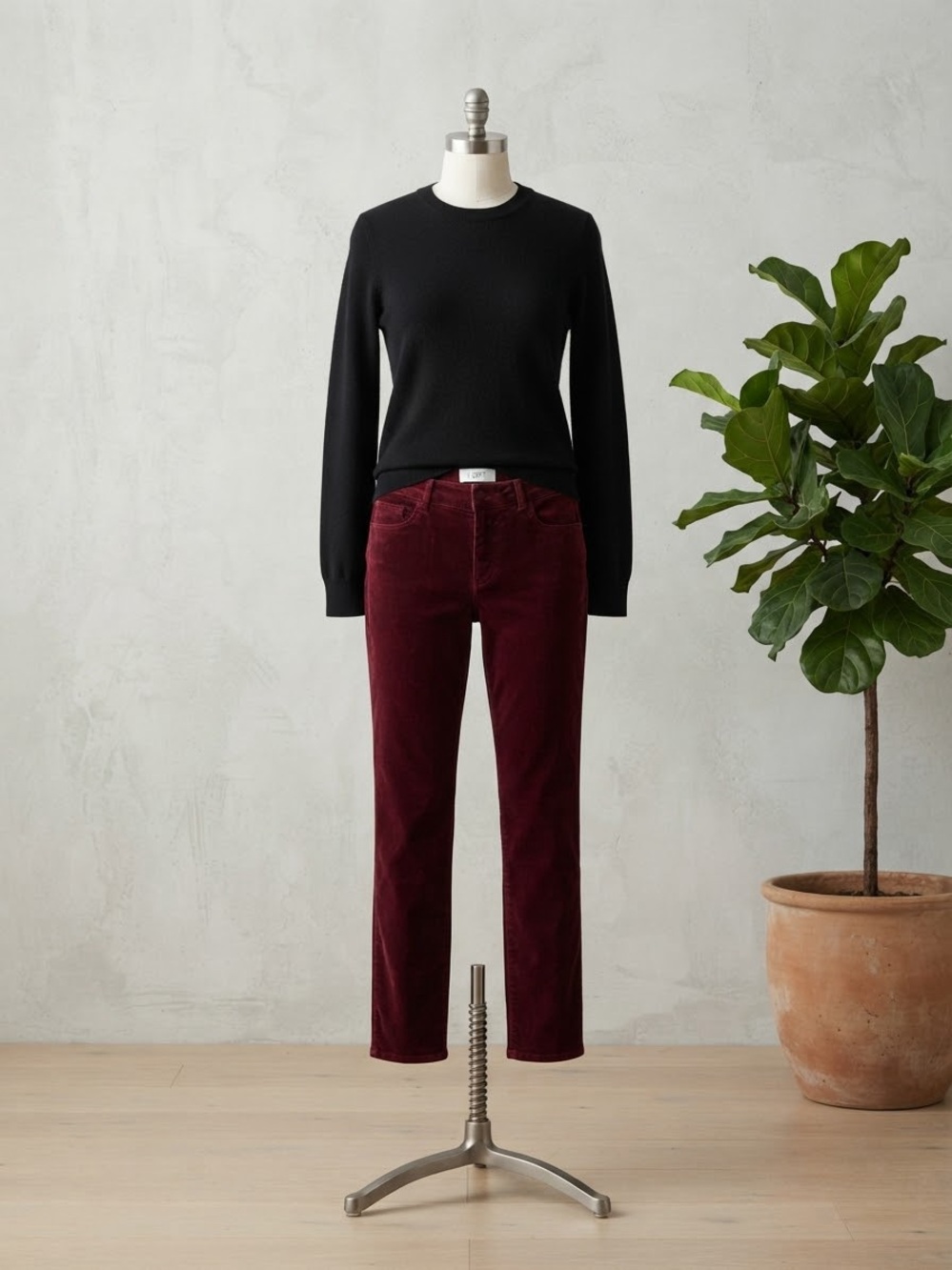LOFT Straight-Leg velvet Jeans in Deep Burgundy